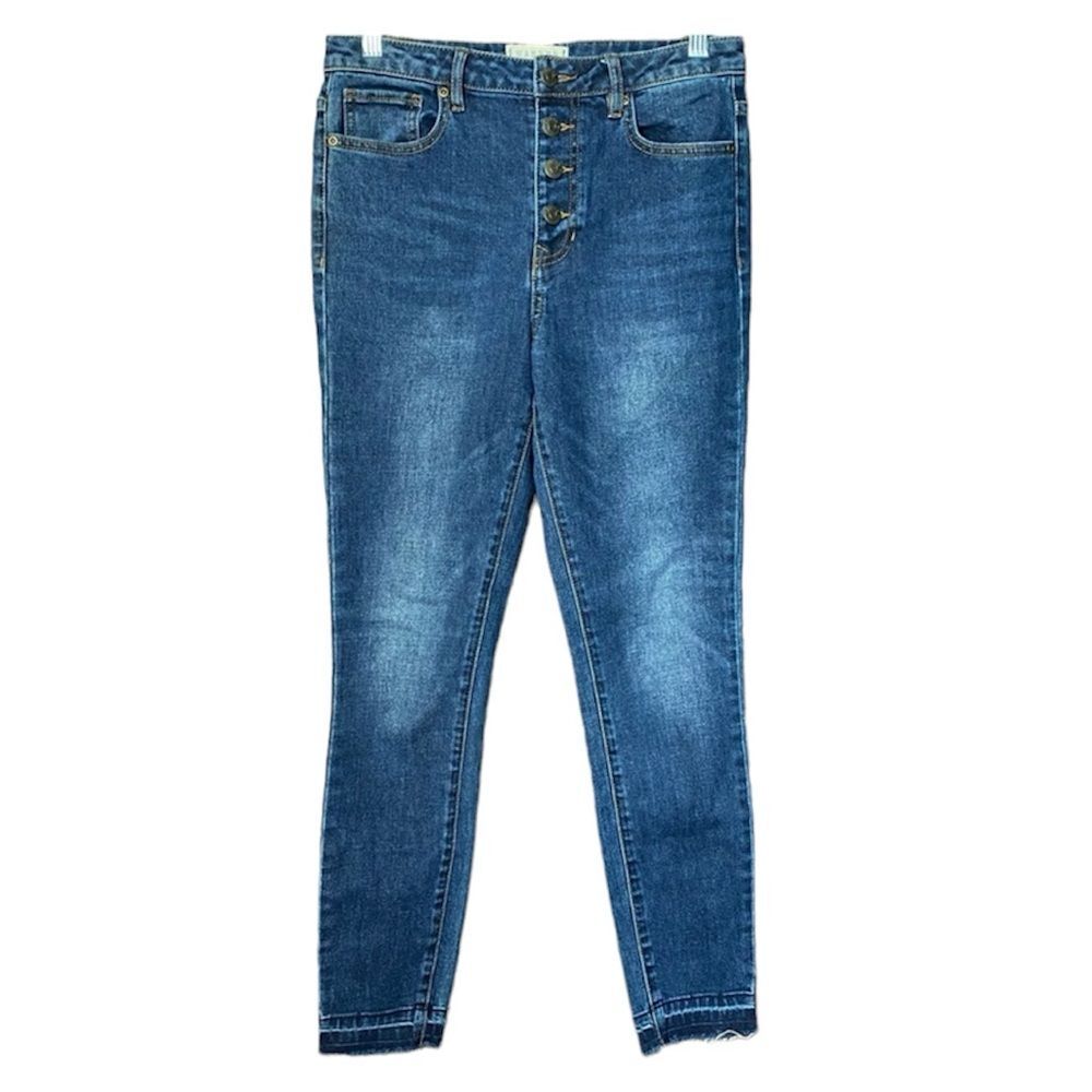 Harper Heritage Slim Skinny Jeans High Rise Raw Hem Button Fly Women's Size 27